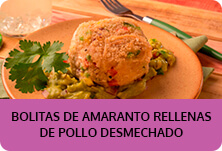 Bolitas de amaranto rellenas de pollo desmechado