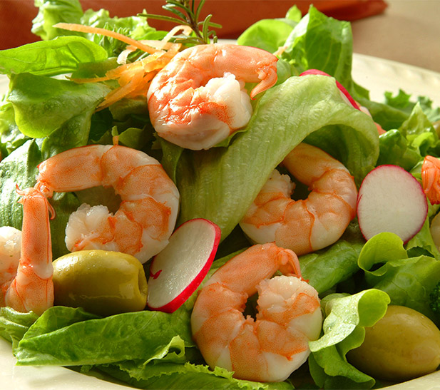 Ensalada de camarón a la miel y mostaza