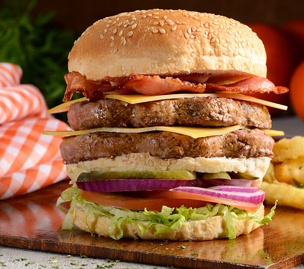 Hamburguesa doble con tocino