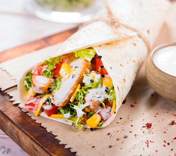 Wrap con pollo crujiente 