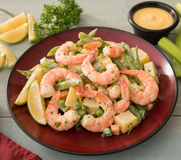 Ensalada de papa con camarones 