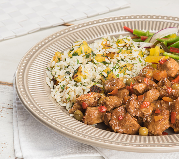 Pollo chino con arroz al mango 