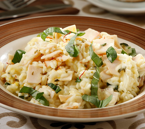 Risotto de jamón con albahaca